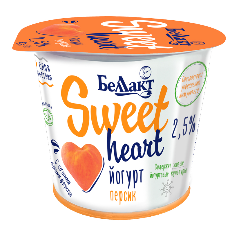 Йогурт двухслойный &quot;Sweet heart&quot; 2,5% &quot;Персик&quot; 