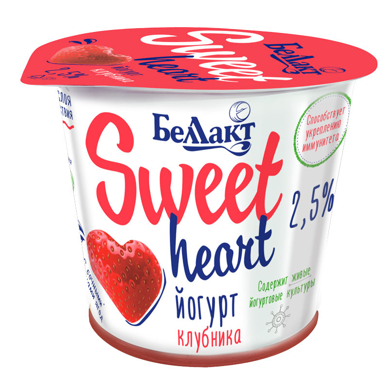 Йогурт двухслойный &quot;Sweet heart&quot; 2,5% &quot;Клубника&quot; 